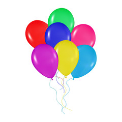 realistic colorful balloons bunch background, holidays, greetings, wedding, happy birthday, partying on a white background