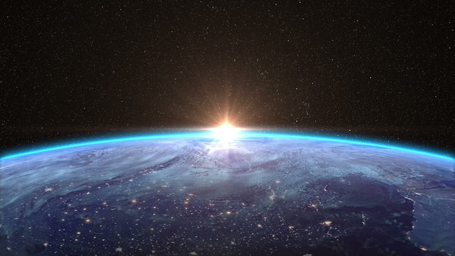 Highly Detailed Sunrise over the Earth, beautiful 3d animation. (See more options in my portfolio)