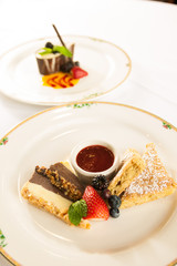 Pie and strawberry dessert.