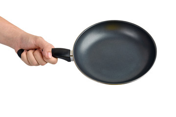 frying pan in hand
