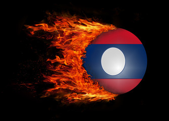 Flag with a trail of fire - Laos