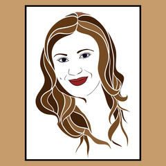 The girl's face brunette with a tender smile.