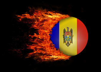 Flag with a trail of fire - Moldova