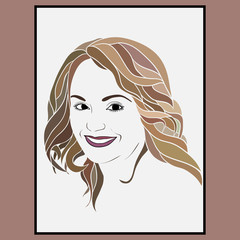 The face of a smiling blonde girl