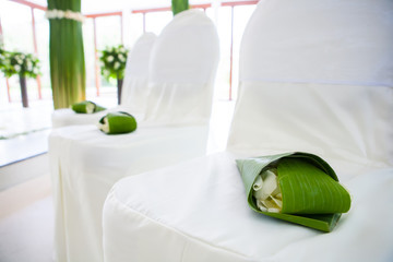 Floral arrangement at a wedding ceremony