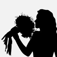 Silhouette of a girl with flowers