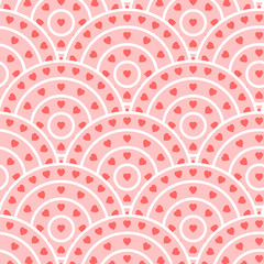Circle With Heart Shape Vector Seamless Pattern. You can find fu