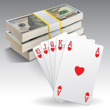 A royal straight flush playing cards