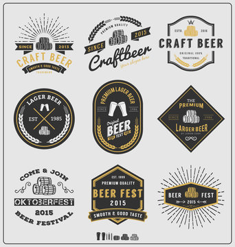 Set of vintage beer badge logo and labels template design.Vector illustration