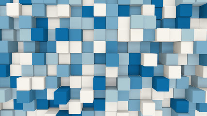 blue and white 3D cubes geometric background