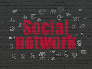 Social network concept: Social Network on wall background