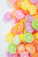 Jelly sweet, flavor fruit, candy dessert colorful on white paper