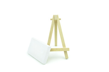 macro canvas frame on floor with wooden stand