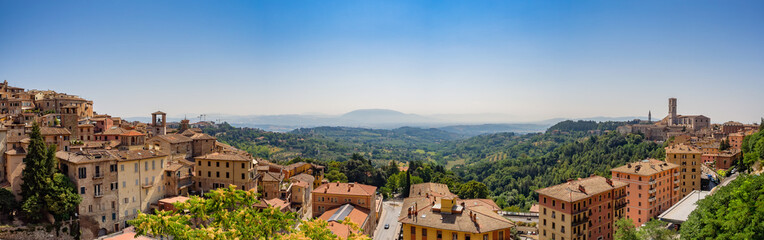 Fototapeta na wymiar Panorama over Umbria from the top of Perugia