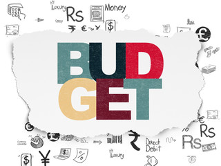 Naklejka premium Money concept: Budget on Torn Paper background