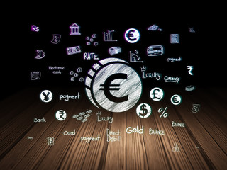 Money concept: Euro Coin in grunge dark room