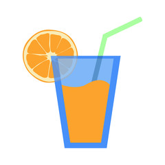 Orange juice in glass with orange slice