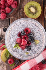 chia seed pudding and fruit