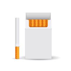 Pack of cigarettes, white blank box and cigarette