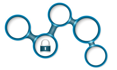 Abstract circular frames for your text and padlock