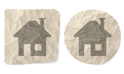 Naklejka premium Crumpled slip of paper and a home symbol