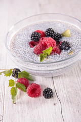 chia seed pudding and fruit
