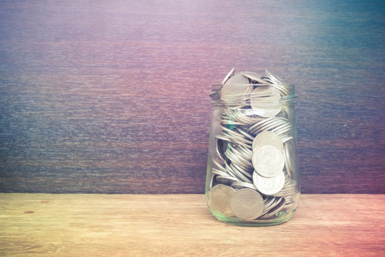 money in the glass with filter effect retro vintage style