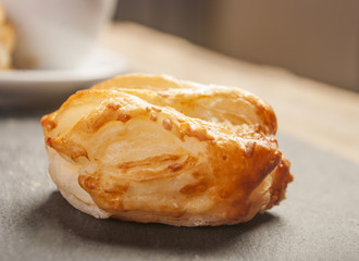 Bread Roll with cottage cheese filling and coffe