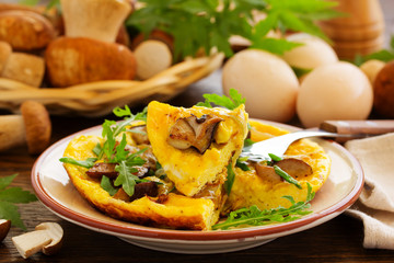 Omelette (frittata) with wild mushrooms.