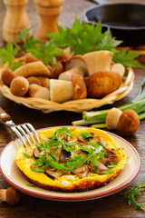 Omelette (frittata) with wild mushrooms.