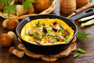 Omelette (frittata) with wild mushrooms.