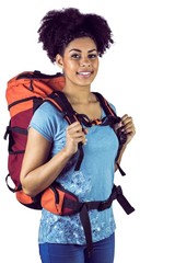 Portrait of a young woman with backpack