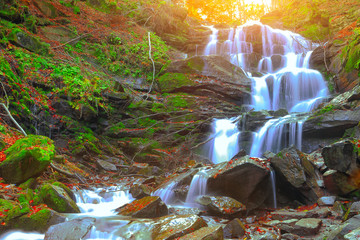waterfall in the autumn forest