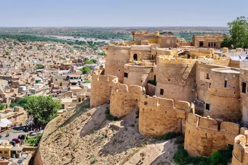 Photo sur Plexiglas Travaux détablissement Vue aérienne de la ville de Jaisalmer depuis le Golden Fort de Jaisalmer,