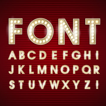 Font light bulb alphabet vector