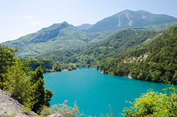 Fototapeta na wymiar Summer landscape with mountain lake