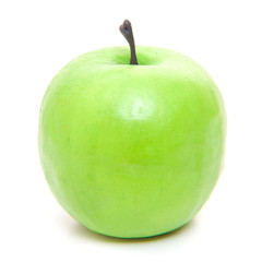 Fine green apple on white background