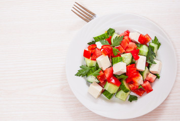 fresh vegetable salad with cheese