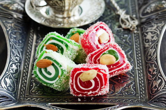 Eastern sweets Turkish delight.
