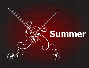 Retro styled summer calligraphic design card, vintage holiday ornament