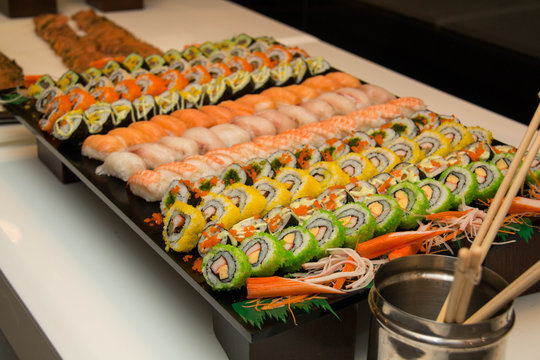 Japanese seafood sushi roll
