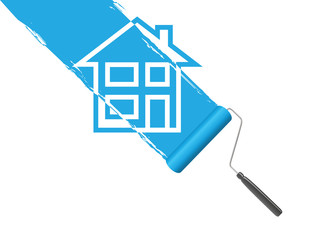 blue paint roller background