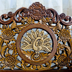 Pattern of flower carved on wood background