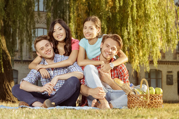 Fototapeta premium Funny student relaxing in the park