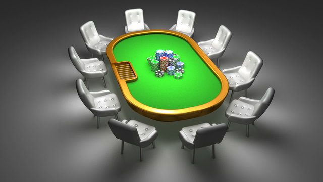 Poker table with chairs interior animation