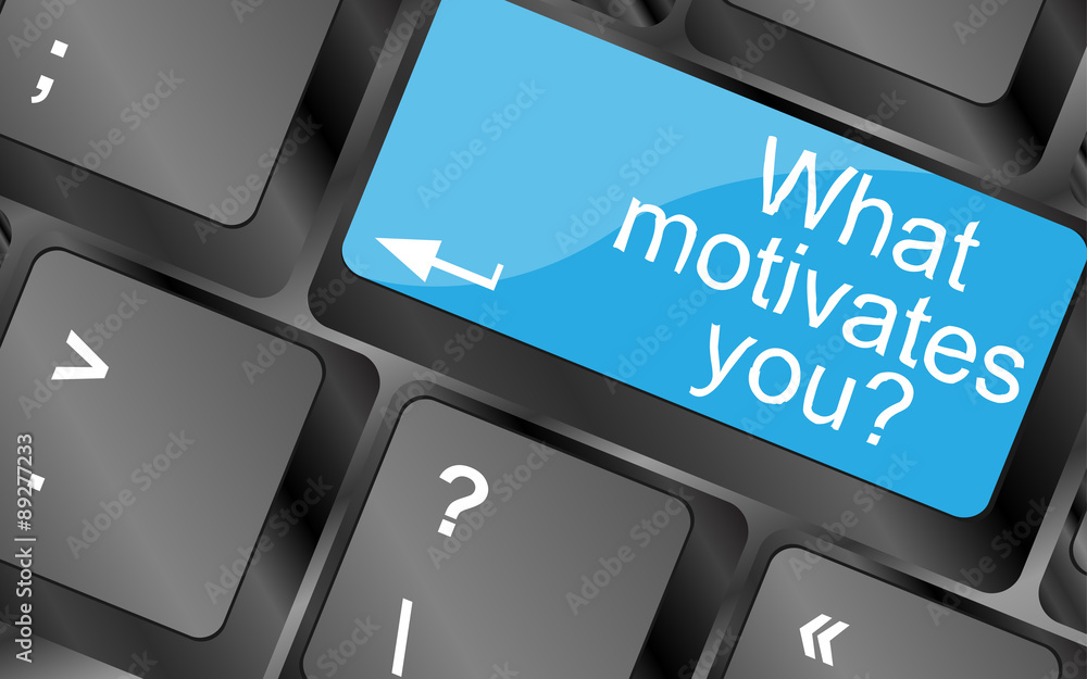 Poster what motivates me. computer keyboard keys with quote button. inspirational motivational quote. simpl