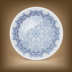 Christmas decorative plate with round lace pattern