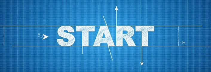 Fototapeta premium Blueprint | Start | Geschäftsidee | StartUp