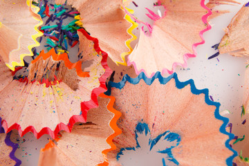 color paints and wood chips