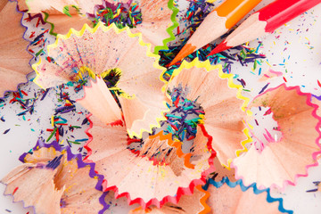 color paints and wood chips